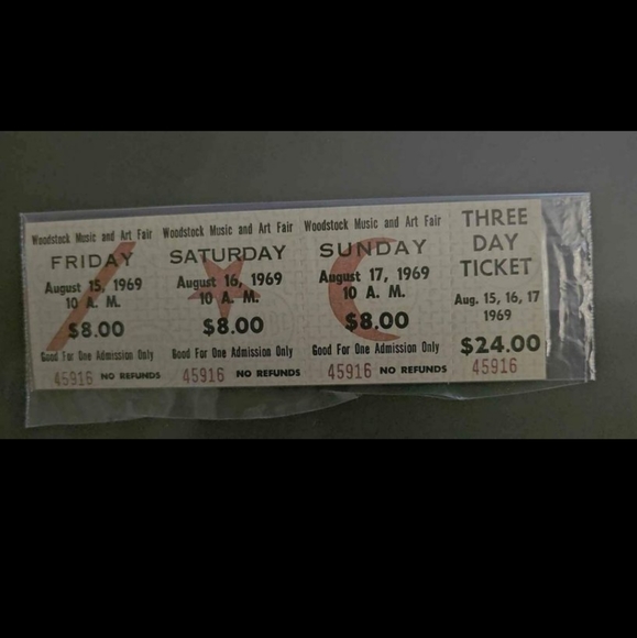 1969 August 16-18 Woodstock Original unused ticket Mint condition! - Picture 3 of 3